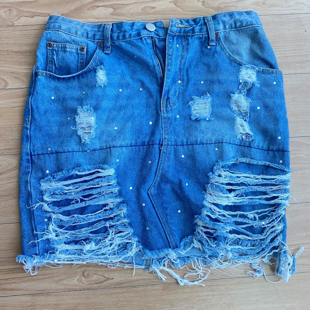 Boohoo Blue Denim Skirt